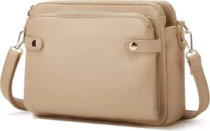 Crossbody Bags for Women Three-Layer Shoulder Bag Vegan Leather Multiple Compartments Handbag Purses Satchel Hobo Clutch