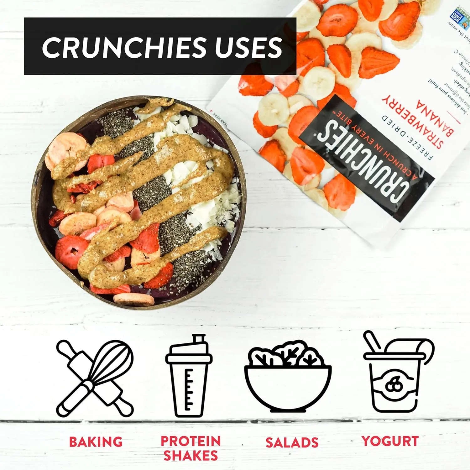 Crunchies Freeze-Dried Fruits, 100% All Natural Crispy Fruit, Non GMO and Kosher, Resealable Freeze Dried Fruit Snack Packs, Pack of 6 (Pineapple)