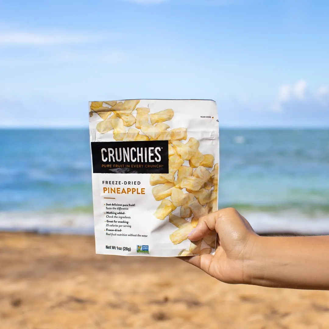 Crunchies Freeze-Dried Fruits, 100% All Natural Crispy Fruit, Non GMO and Kosher, Resealable Freeze Dried Fruit Snack Packs, Pack of 6 (Pineapple)