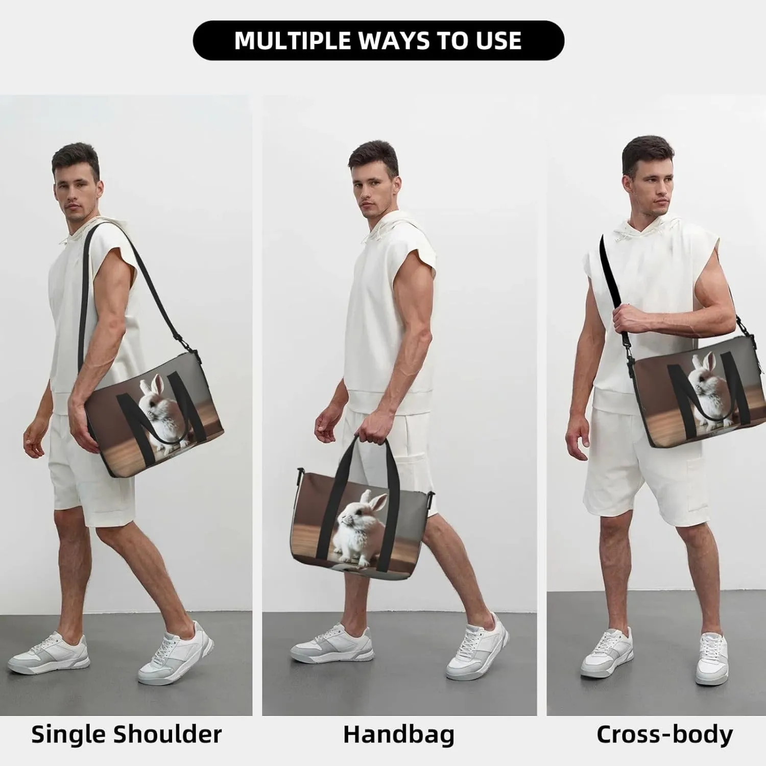 Cry White Rabbit Travel Bags, Weekender Carry On For Women, Sports Gym Bag, Workout Duffel Bag,Overnight
