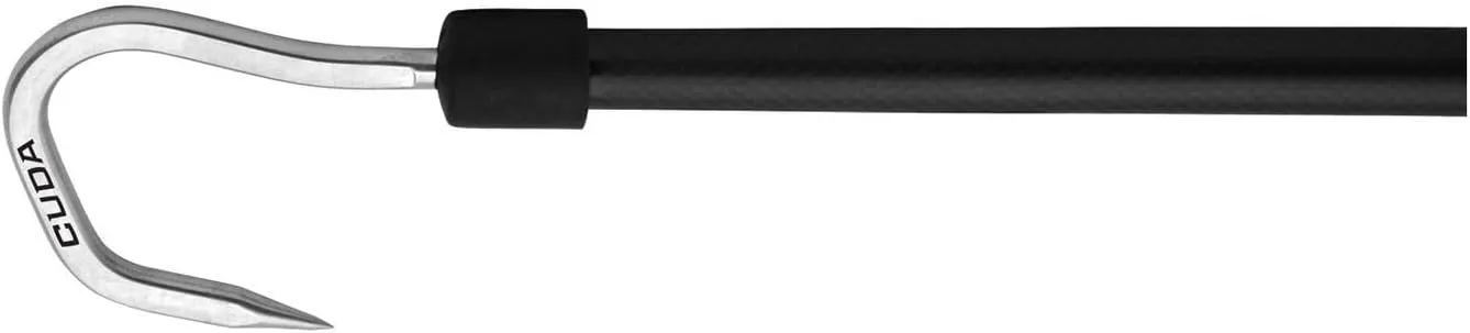 CudaCuda Carbon Fiber Gaff - 4ft Shaft with 2" Hook (Forged Stainless Steel Head, Rope Grips, Floats)