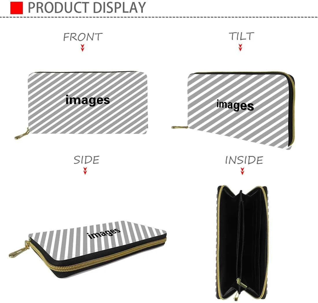 Customized Leather Wallet for Women, Soft Long Slim Portable Clutch Bag Purse for Travel Shop Work