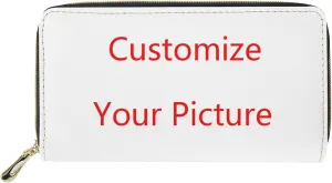 Customized Leather Wallet for Women, Soft Long Slim Portable Clutch Bag Purse for Travel Shop Work