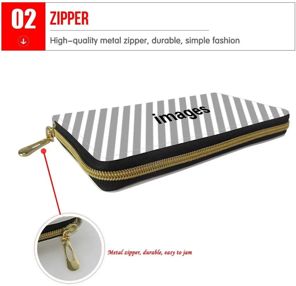 Customized Leather Wallet for Women, Soft Long Slim Portable Clutch Bag Purse for Travel Shop Work