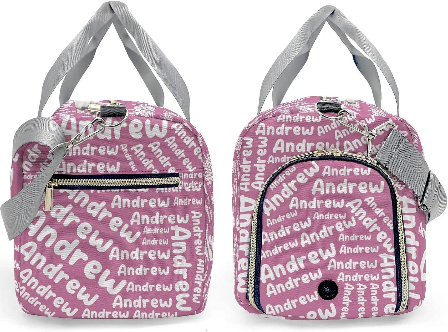 Customized Travel Duffel Bag with Name Weekender Overnight Bags Pink Personalized Sports Gym Bag Waterproof Luggage Bag for Women