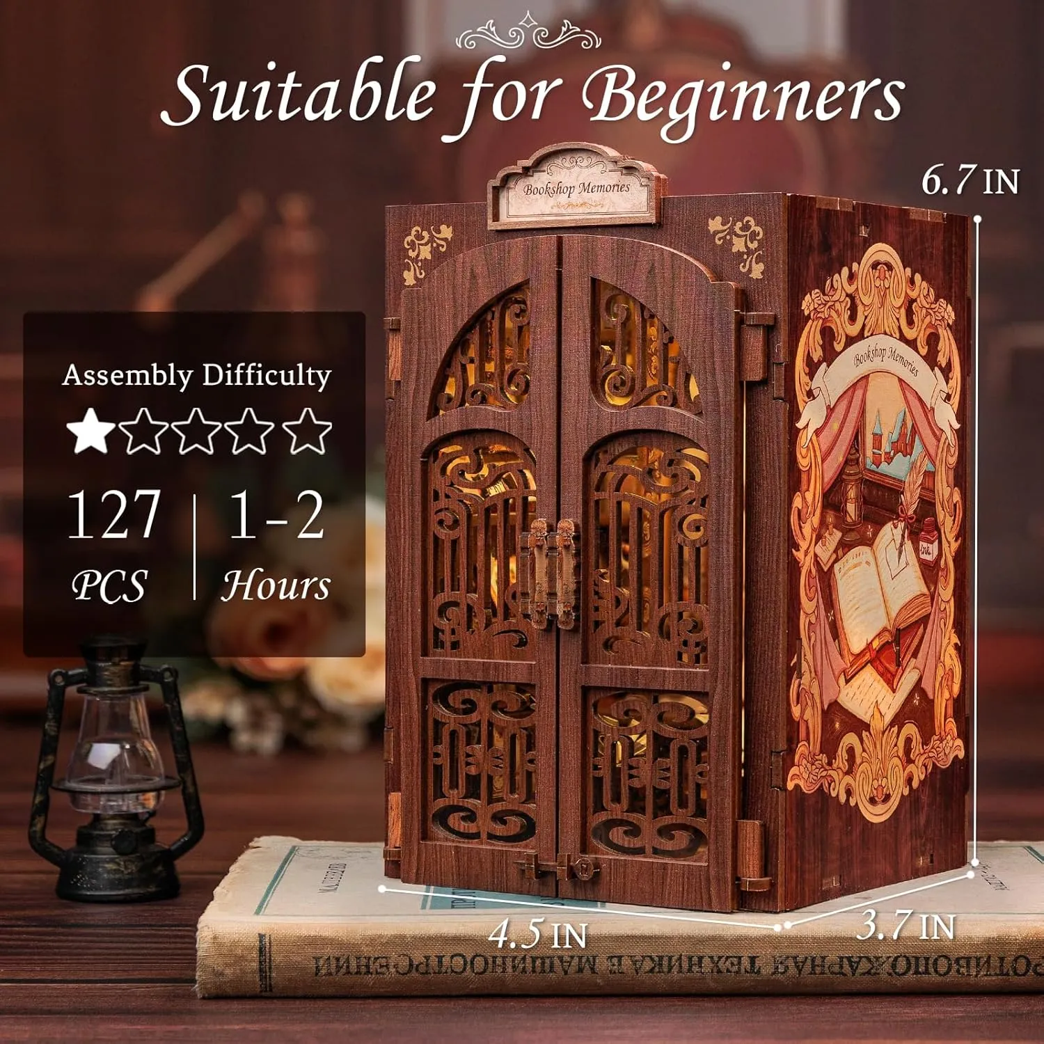 CUTEBEE Book Nook Kit - DIY Miniature House Kit for Adults and Teens, Dollhouse Booknook Tiny House Model Build Bookshelf Decor, Gifts for Family, Friends