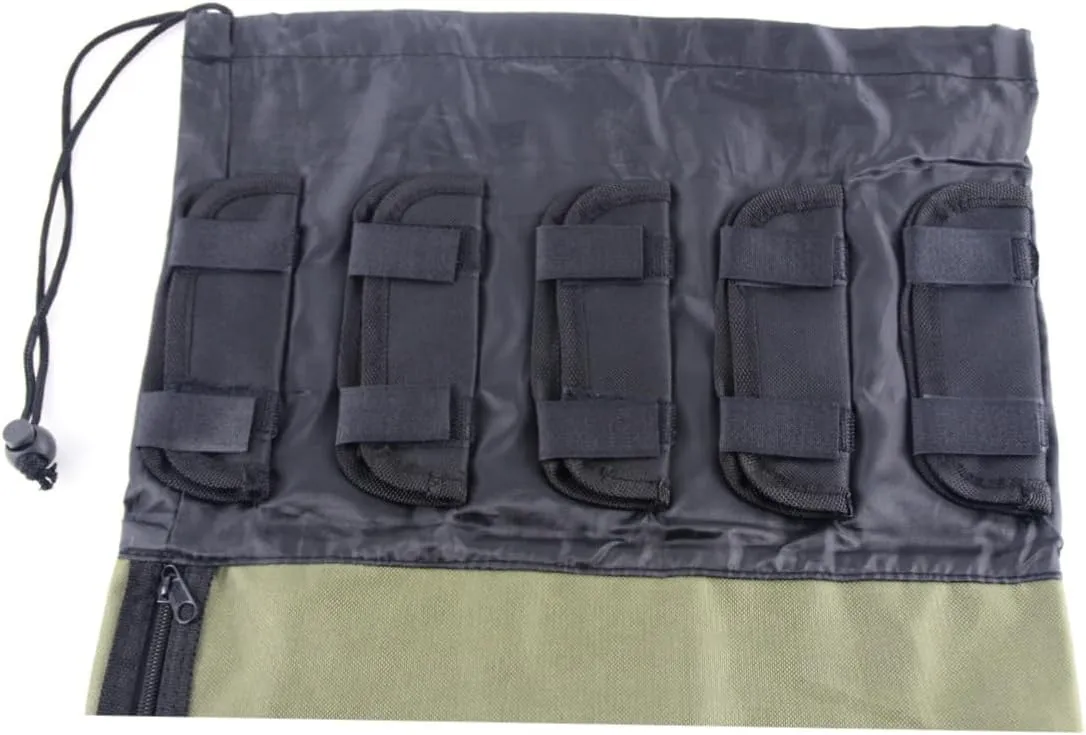 Cylindrical Fishing Rod Carrier Bag Durable Fishing Gear Organizer with Multi Pockets Large Capacity Soft Shoulder Strap for Outdoor Activities Green