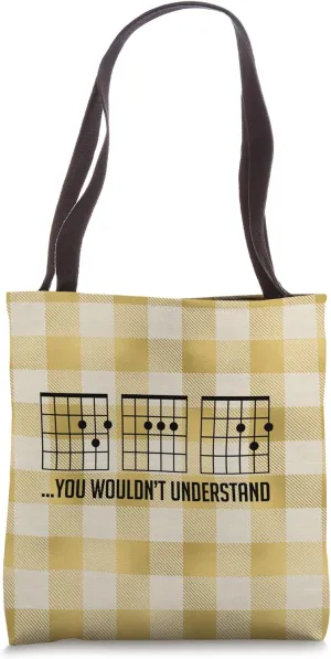 Dad You Wouldn't Understand - Yellow Plaid Guitar Fret Chord Tote Bag