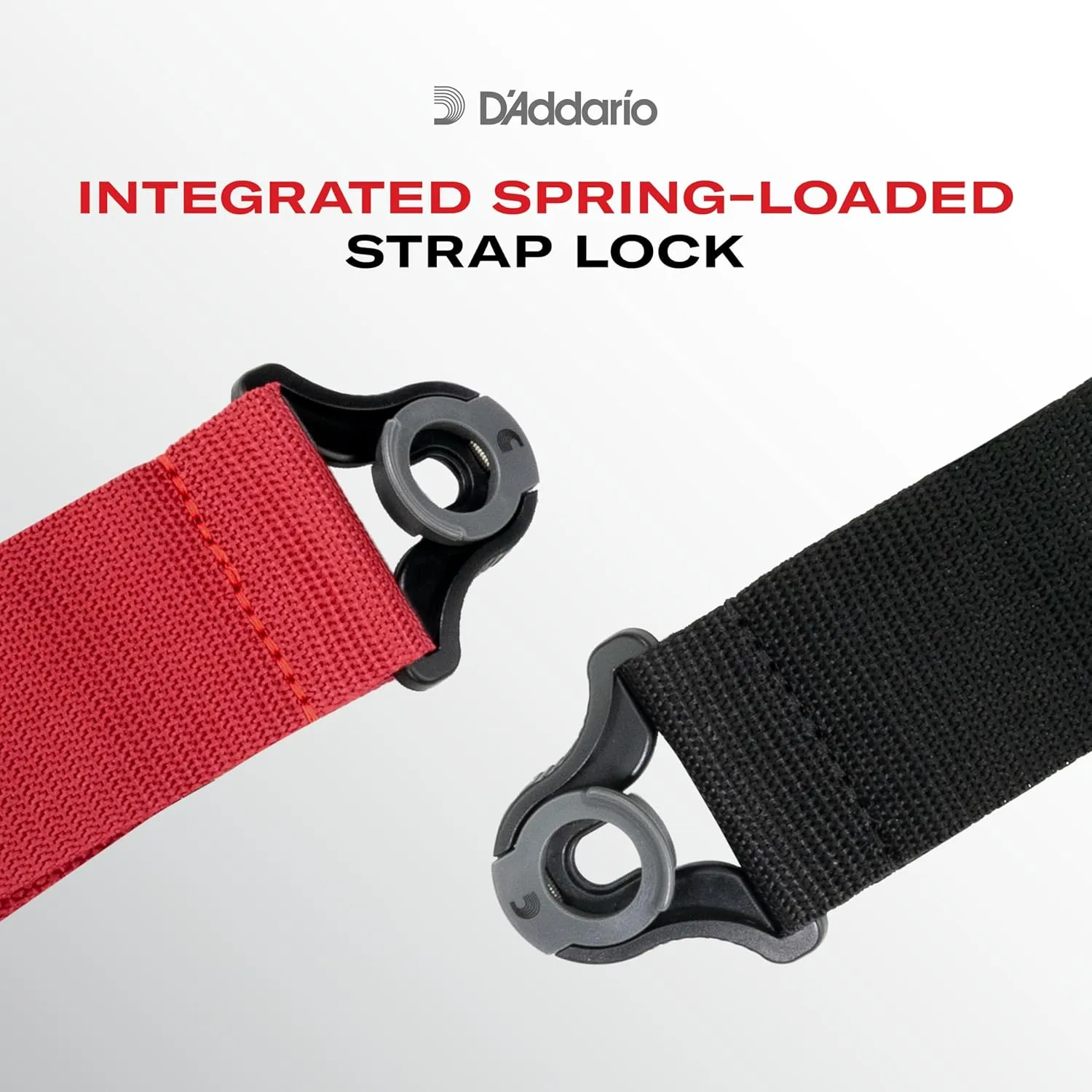 D'Addario Auto Lock Guitar Strap - Acoustic & Electric Accessories - Easy to Use Locking Straps - Uses Existing Buttons - Polypro - Black