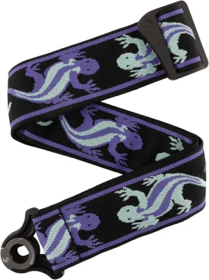 D'Addario Auto Lock Guitar Strap - Acoustic & Electric Guitar Accessories - Easy to Use Auto Locking Guitar Straps - Uses Existing Guitar Strap Buttons - Vintage Lizard, Green & Blue