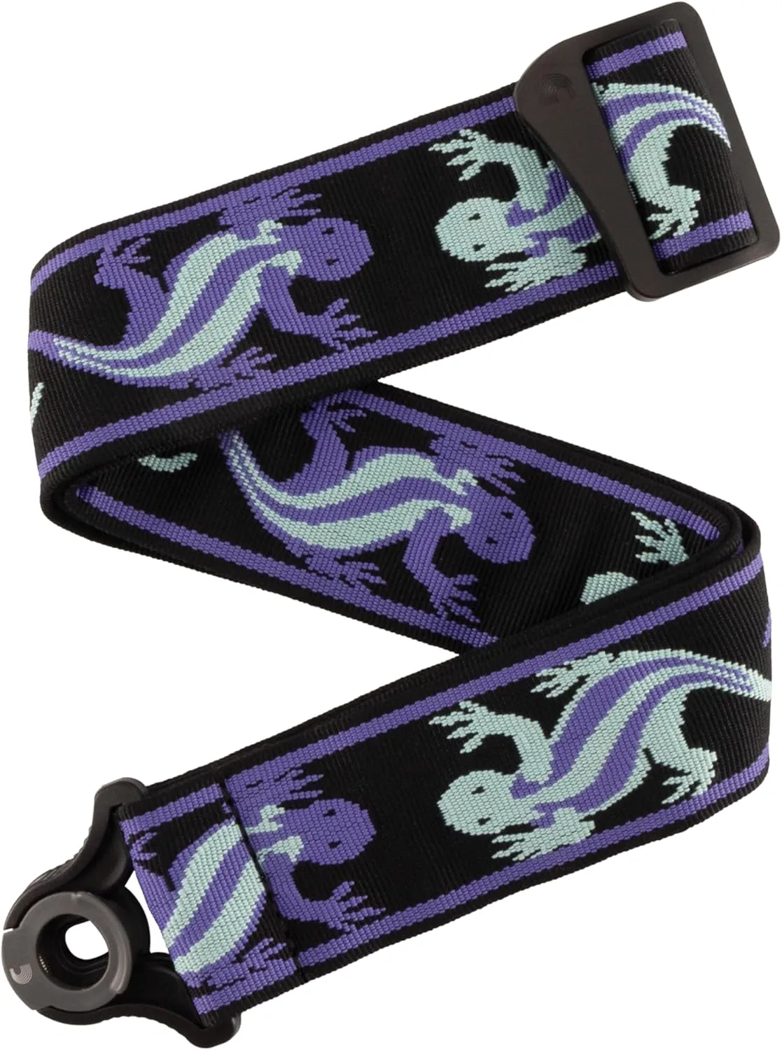 D'Addario Auto Lock Guitar Strap - Acoustic & Electric Guitar Accessories - Easy to Use Auto Locking Guitar Straps - Uses Existing Guitar Strap Buttons - Vintage Lizard, Green & Blue
