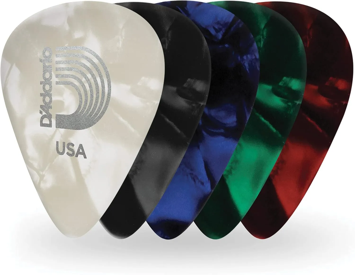 D'Addario Celluloid Guitar Picks - Guitar Accessories - Guitar Picks for Acoustic Guitar, Electric Guitar, Bass Guitar - Natural Feel, Warm Tone - Assorted, Medium 0.70mm, 100-pack