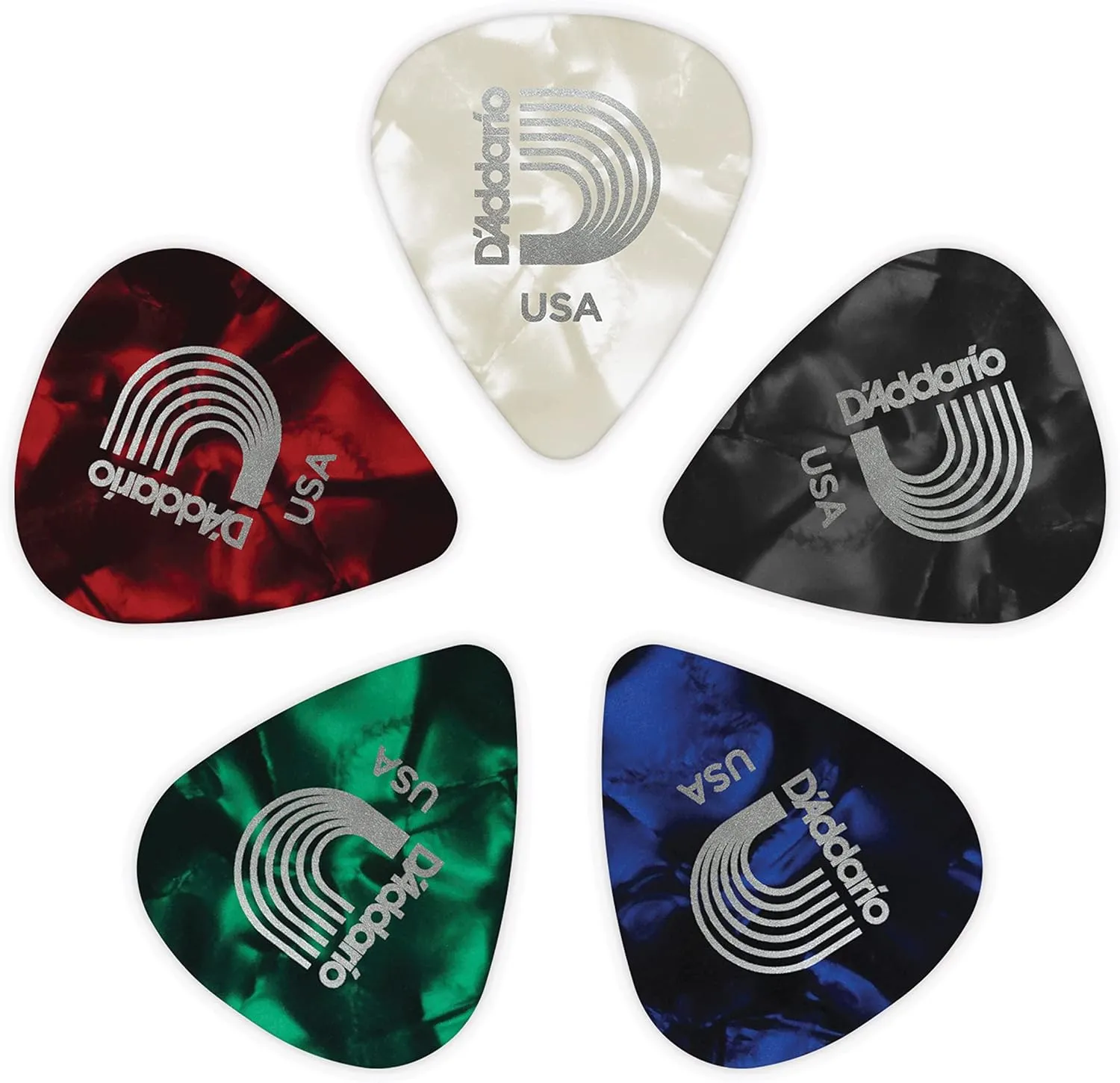 D'Addario Celluloid Guitar Picks - Guitar Accessories - Guitar Picks for Acoustic Guitar, Electric Guitar, Bass Guitar - Natural Feel, Warm Tone - Assorted, Medium 0.70mm, 100-pack