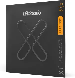 D'Addario Electric Guitar Strings, XT Nickel Coated, XTE1046, Regular Light Gauge 10-46, 6-String Set, Pack of 1
