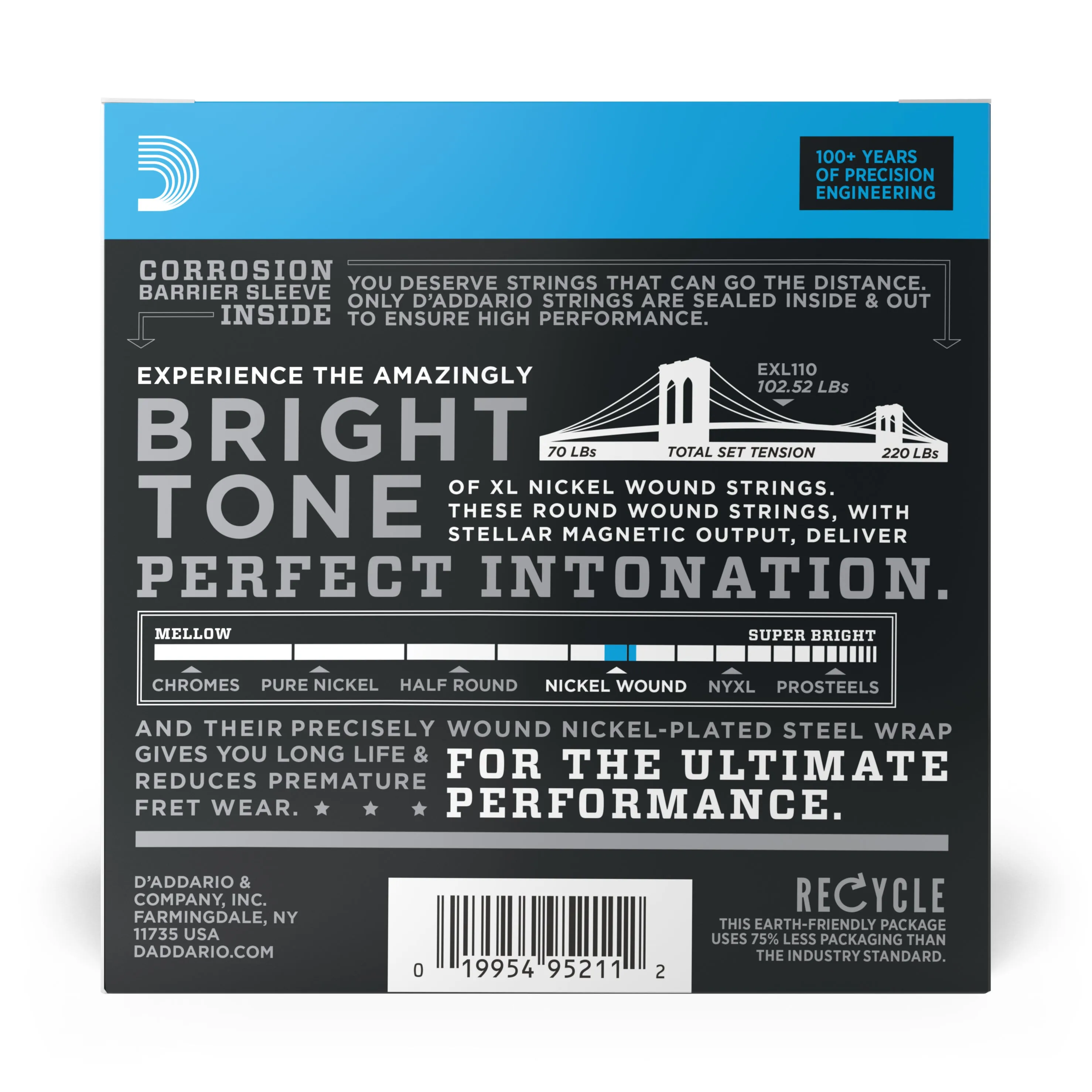 D'Addario EXL110-10P Nickel Wound Electric Guitar Strings Regular Light 10-46 10 Sets