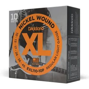 D'Addario EXL110-10P Nickel Wound Electric Guitar Strings Regular Light 10-46 10 Sets