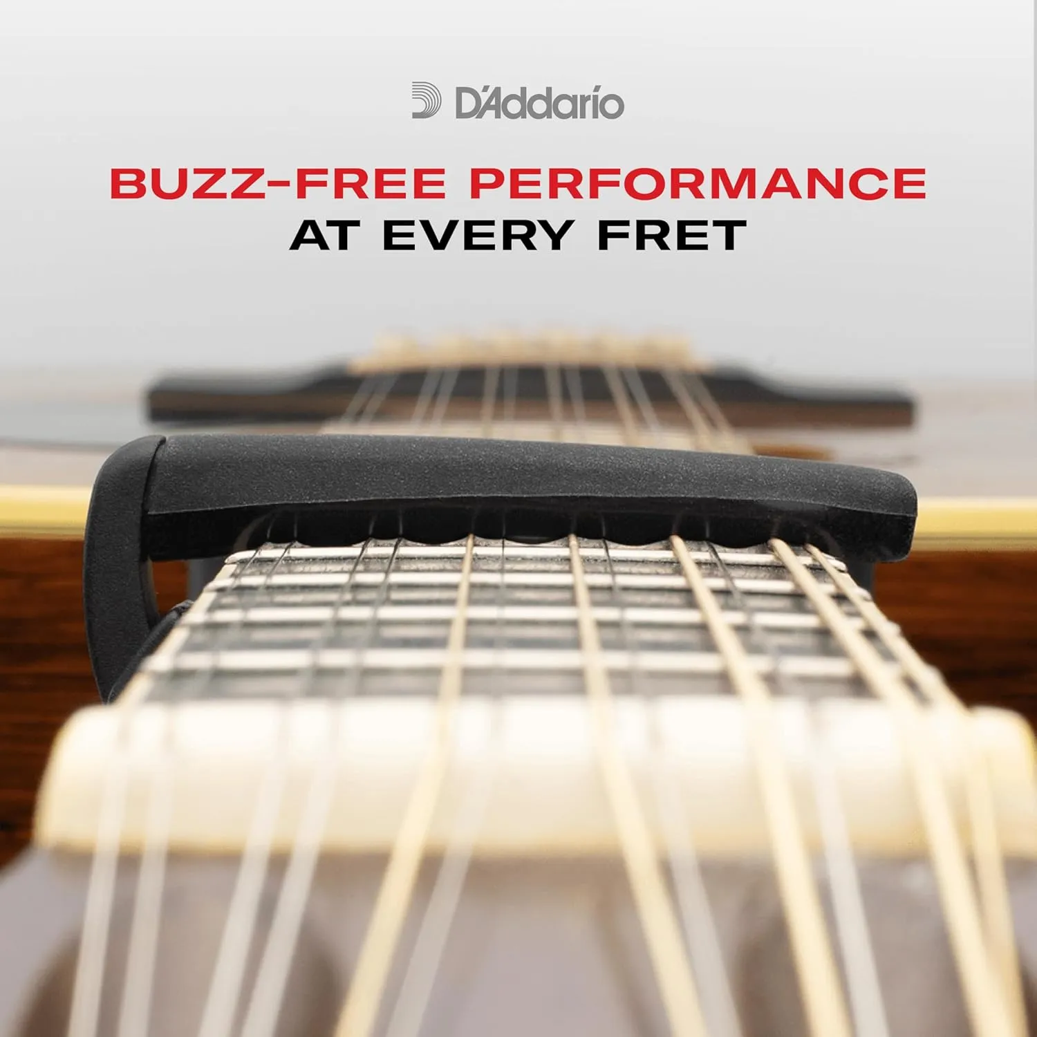 D'Addario Guitar Capo for Acoustic and Electric Guitar - NS Capo Lite - Adjustable Tension - Guitar Accessories - Works for 6 String and 12 String Guitars - Lite - Black
