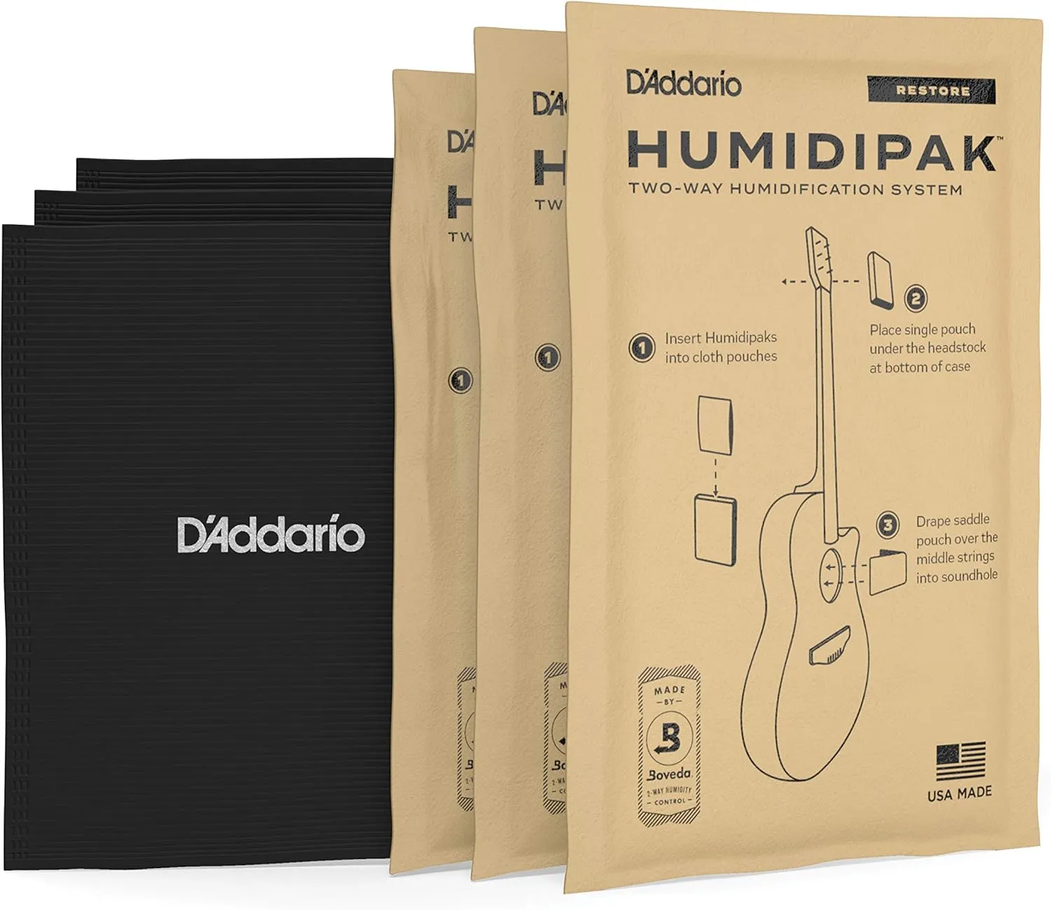 D'Addario Guitar Humidifier Kit - Humidipak Restore Kit - Automatic Guitar Humidification Conditioning System - Safely Rehydrate Guitar and Case