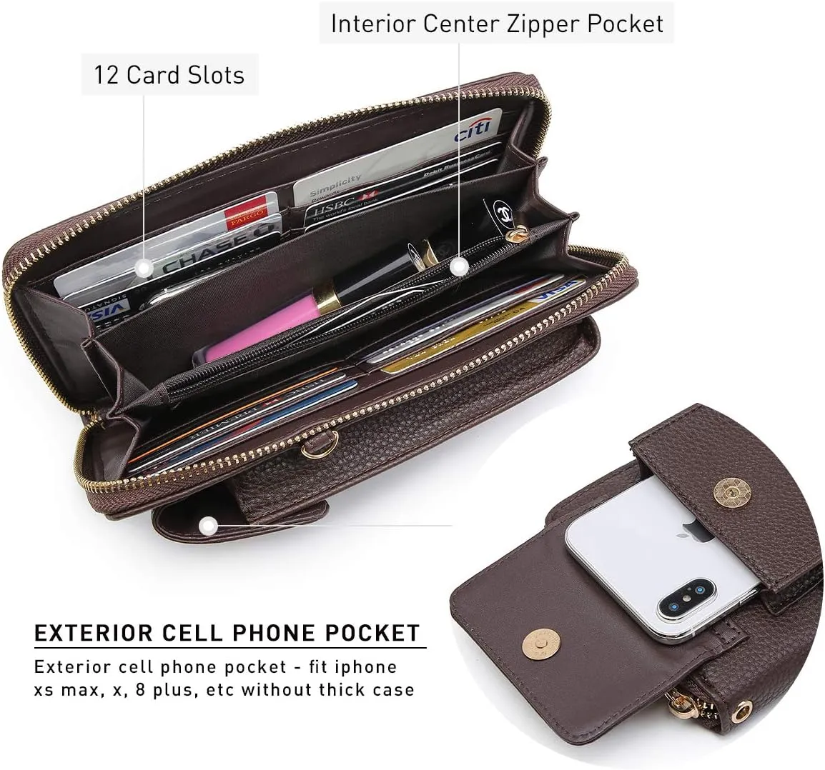 Dasein Crossbody Bag Phone Purse Handbag for Women Shoulder Bag Credit Card Wristlet Wallet with Multi Pockets