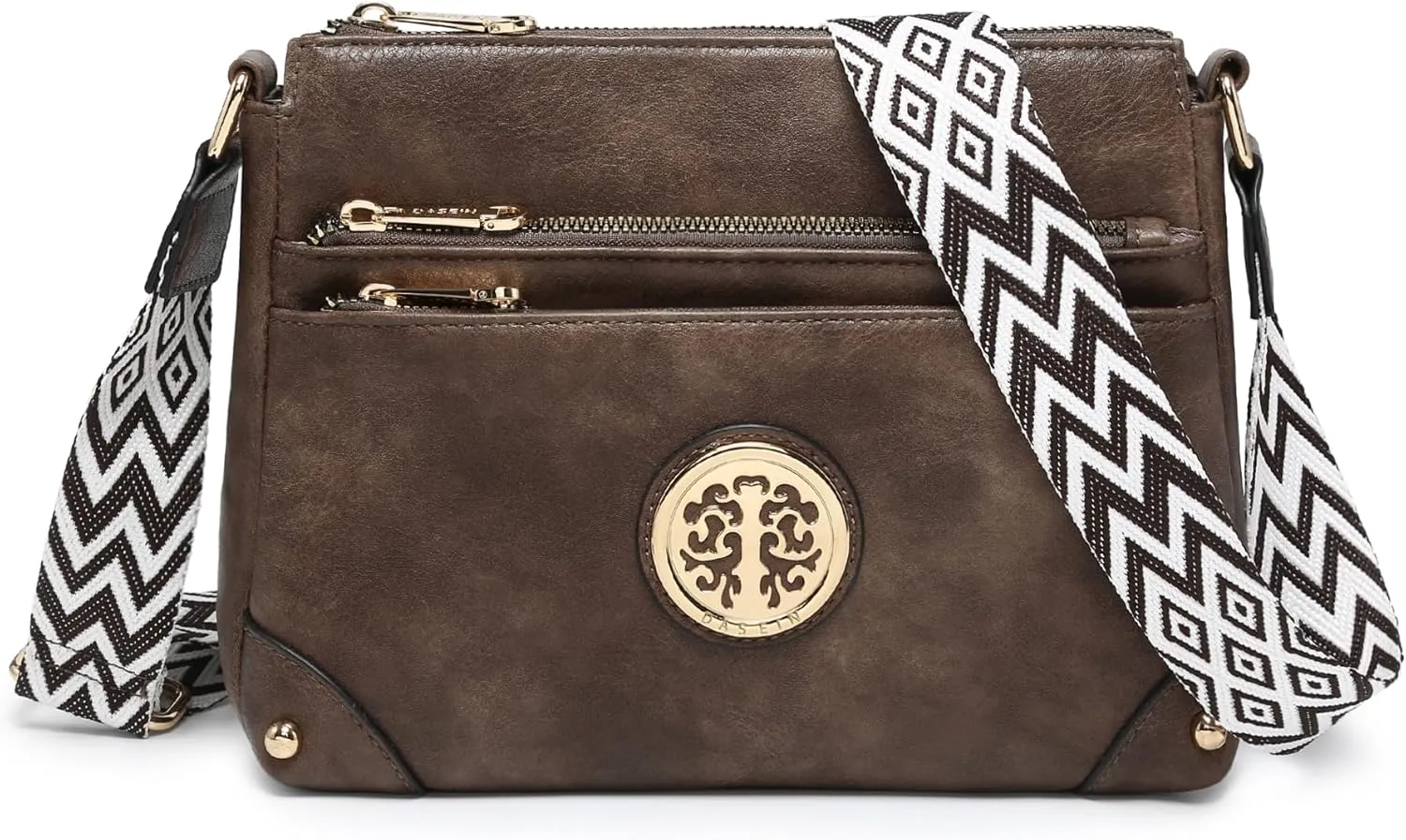 Dasein Crossbody Purses for Women Trendy Multi Pockets Shoulder Bag Medium Handbags with Guitar Strap
