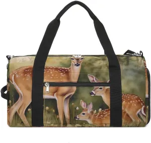 Deer Mama and Little Funny Gym Bag Travel Duffel Bags Carry On Weekender Overnight Bag for Women Men