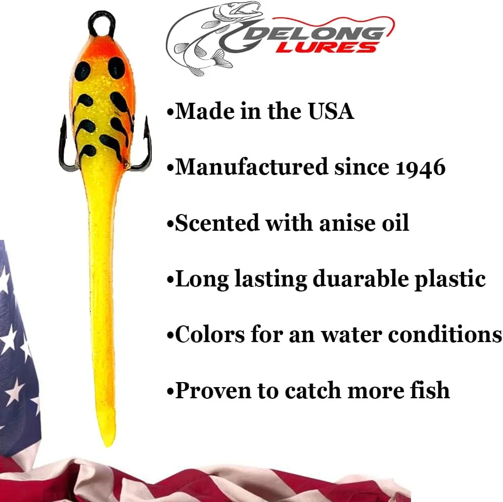 DELONG LURES 3" Tadpole pre Rigged Fishing Lures for Bass, Animated Crappie Fishing Bait Scented Pre Rigged Fishing Tackle Fishing Lures for Freshwater