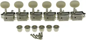 Deluxe 6 Inline Vintage Guitar Tuners with Split Post Guitar Tuning Keys Peg Machine Heads For Strat/Tele Guitars Nickel with Ivory Buttons