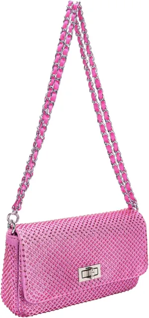 Dexmay Classic Flap Crystal Bag Small Evening Clutch Handbag Party Rhinestone Purse