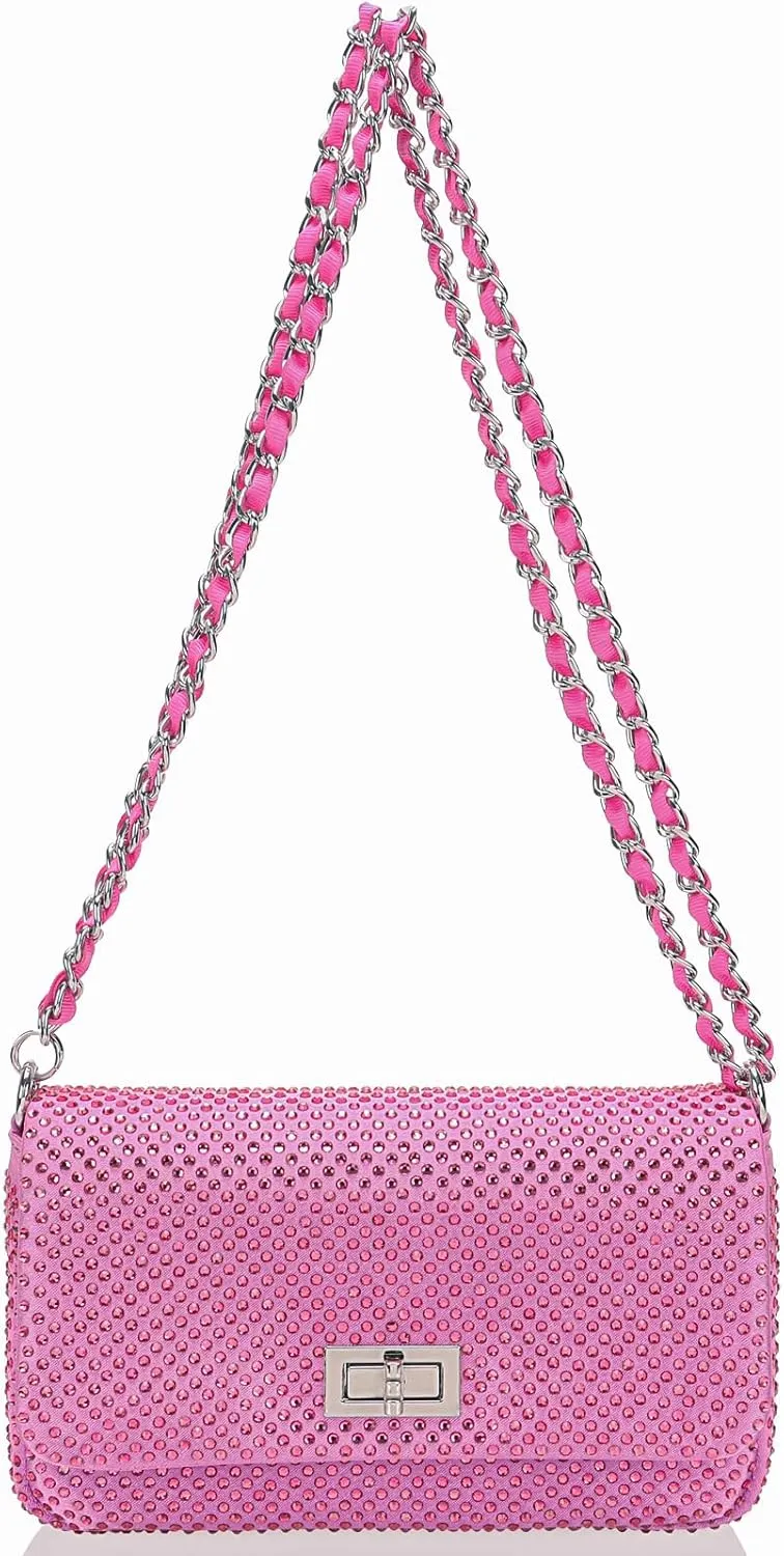 Dexmay Classic Flap Crystal Bag Small Evening Clutch Handbag Party Rhinestone Purse