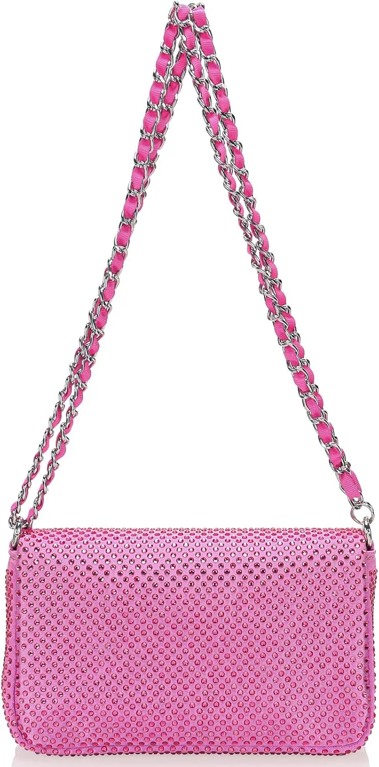 Dexmay Classic Flap Crystal Bag Small Evening Clutch Handbag Party Rhinestone Purse