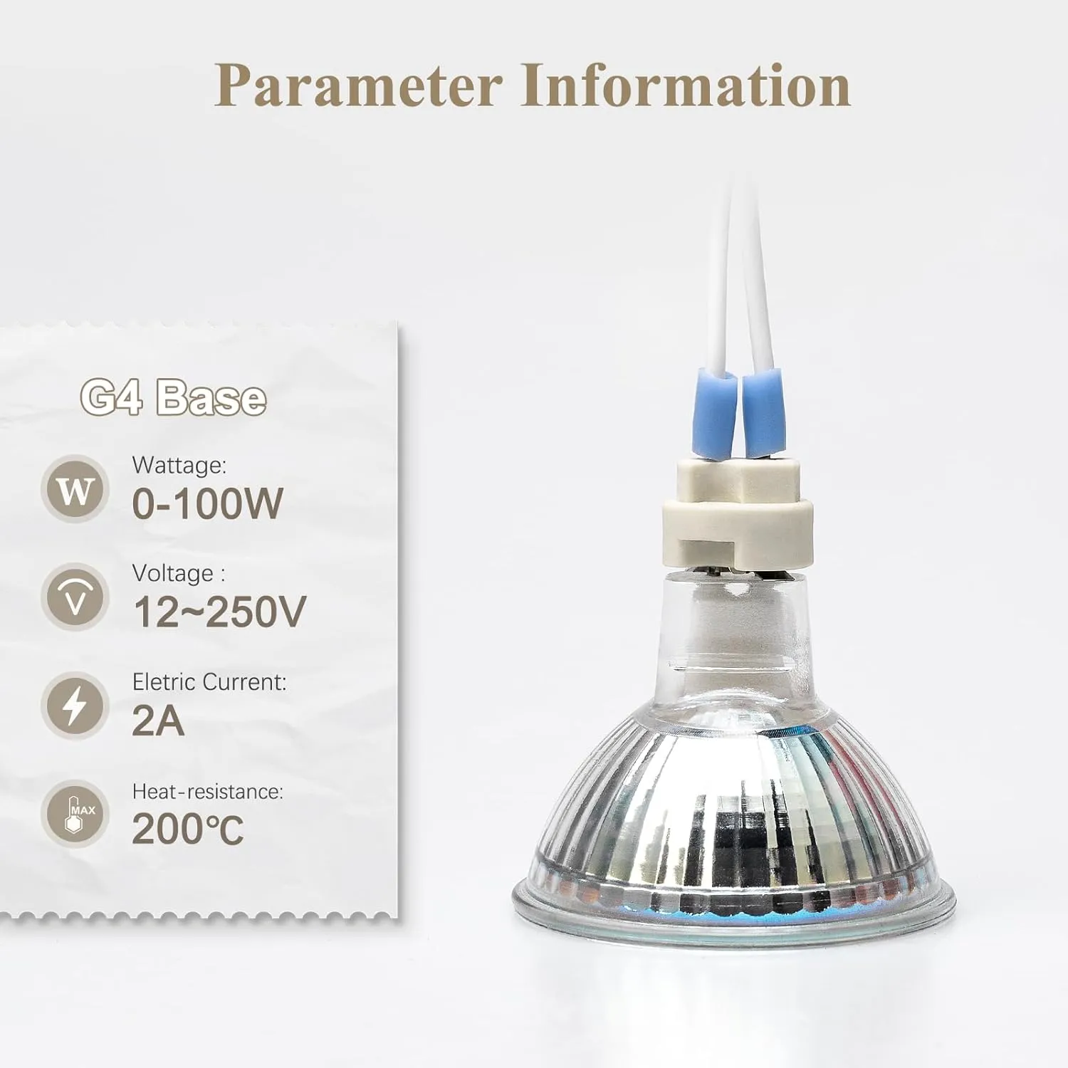 DiCUNO G4, GU5.3 Bi-Pin Ceramic Base Socket, MR16, MR11 Halogen Incandescent LED Bulb Holder Wire Connector (50pcs)