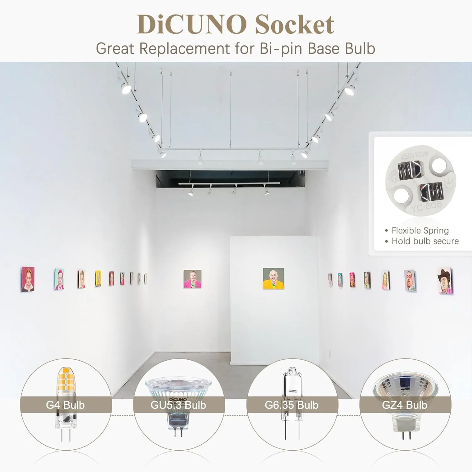 DiCUNO G4, GU5.3 Bi-Pin Ceramic Base Socket, MR16, MR11 Halogen Incandescent LED Bulb Holder Wire Connector (50pcs)