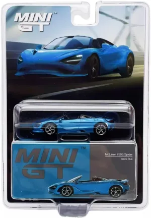 Diecast Model Car Compatible with Mini GT 1:64 McLaren 750S Spider Belize Blue Die-Cast Model Car MGT00812