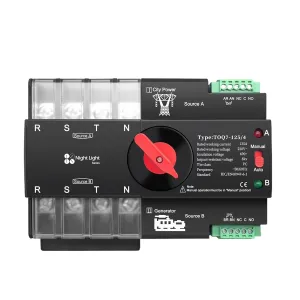 Din Rail 3 Phase ATS 4P 63A 100A 125A 220V 230V Dual Power Automatic Transfer Electrical Selector Switch Uninterrupted(125A)