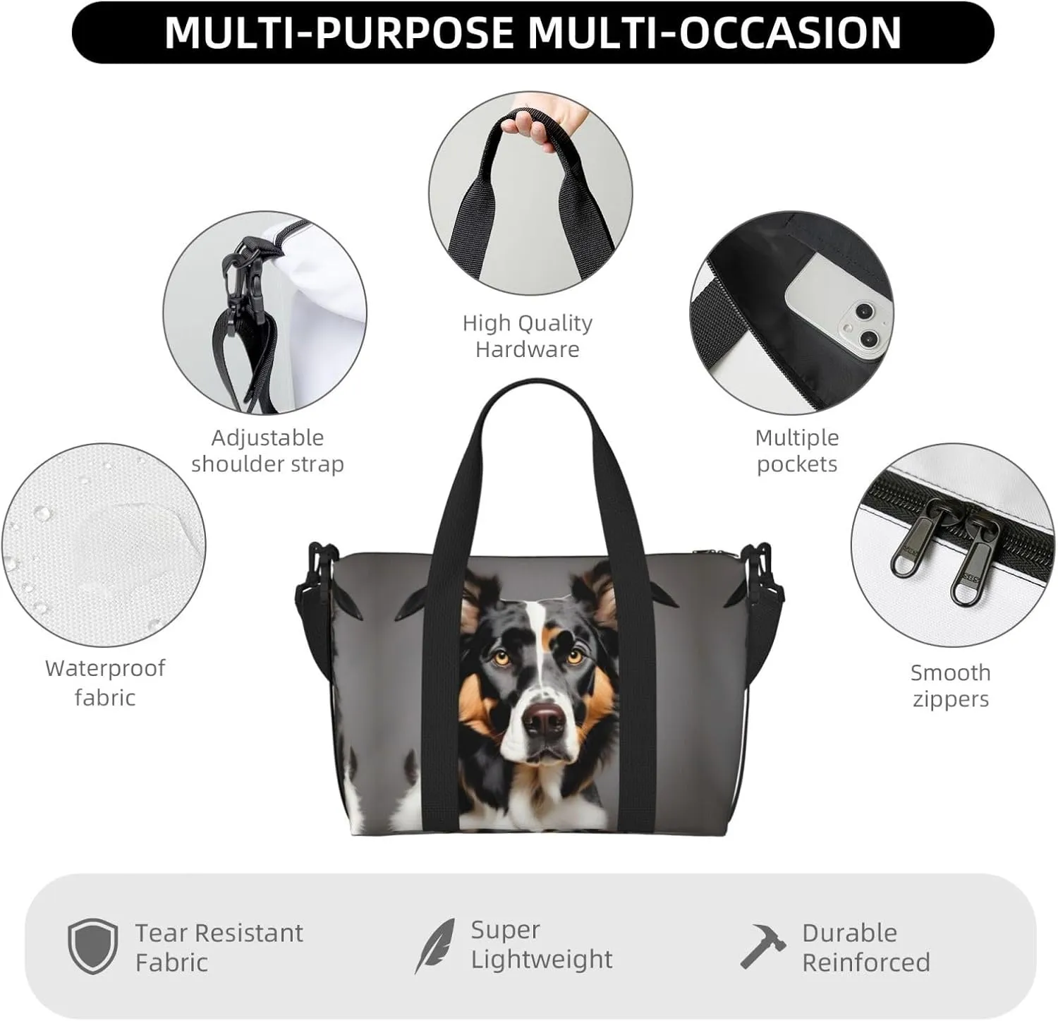 Dog Breed Travel Bags, Weekender Carry On For Women, Sports Gym Bag, Workout Duffel Bag,Overnight