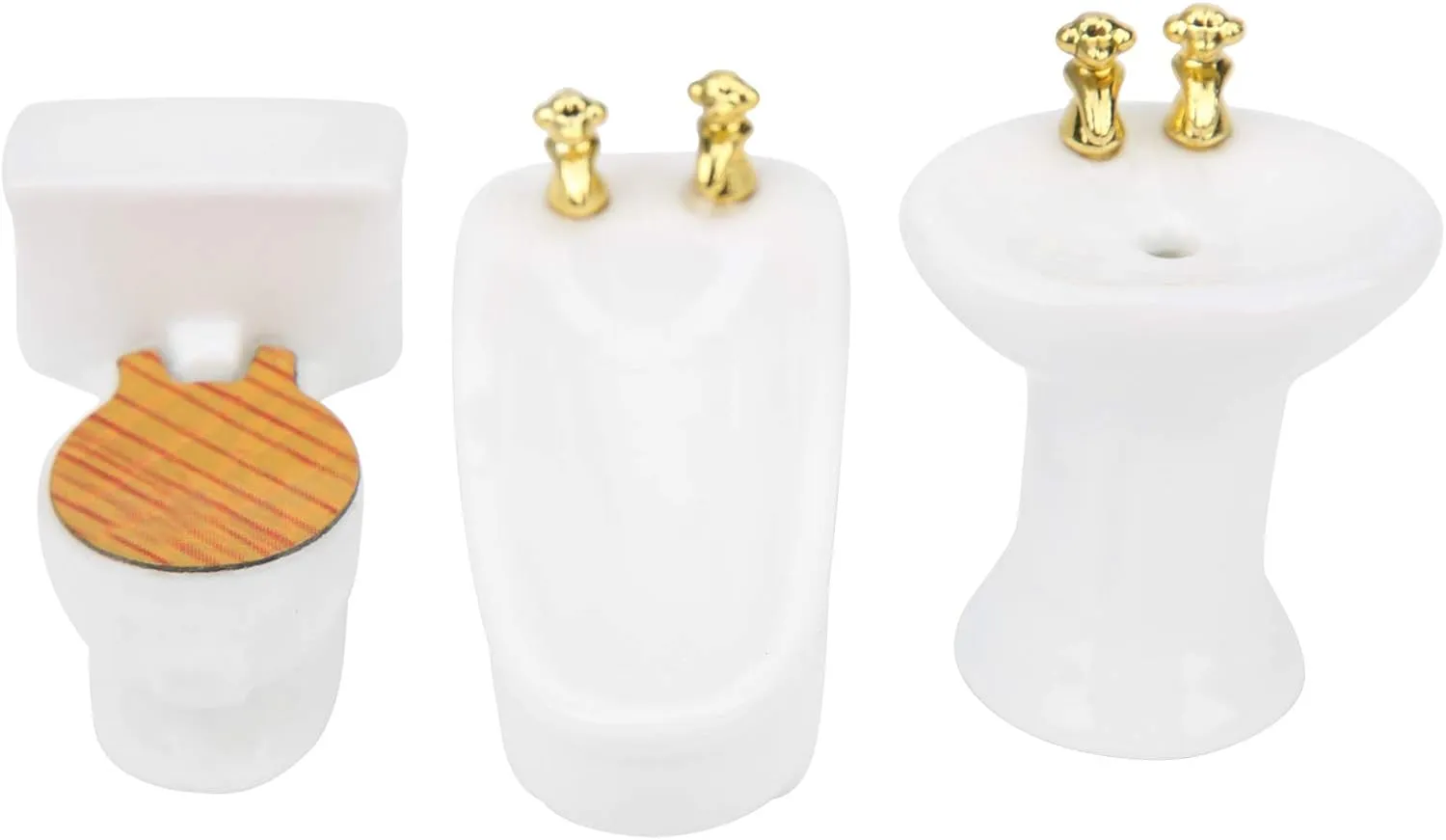 Dollhouse Bathtub,1/24 Bathroom Dollhouse Furniture Dollhouse Miniature Bathroom Set Simulation Ceramic Bathtub Toilet Sink Kit(#1)