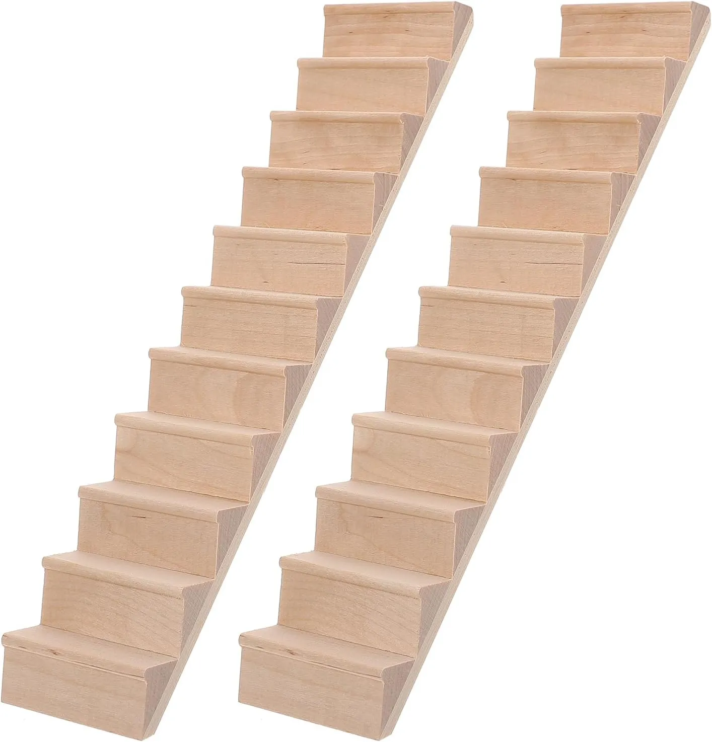 Dollhouse Miniature Stairs 2pcs Unpainted Wooden Stairs 1: 12 Steps Model Without Handrail DIY Staircase Accessories for Micro Landscape Decors