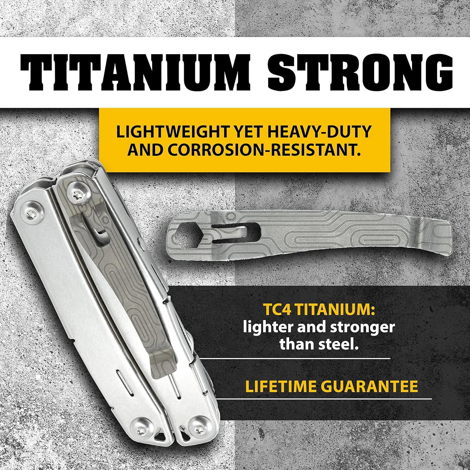 Donk! Titanium Pocket Clip. Made for Leatherman Wingman & Leatherman Sidekick. 5 Designs to Customize Your Multi-Tool. Extra Carry Options 'Norwegian Wood Black Etch'