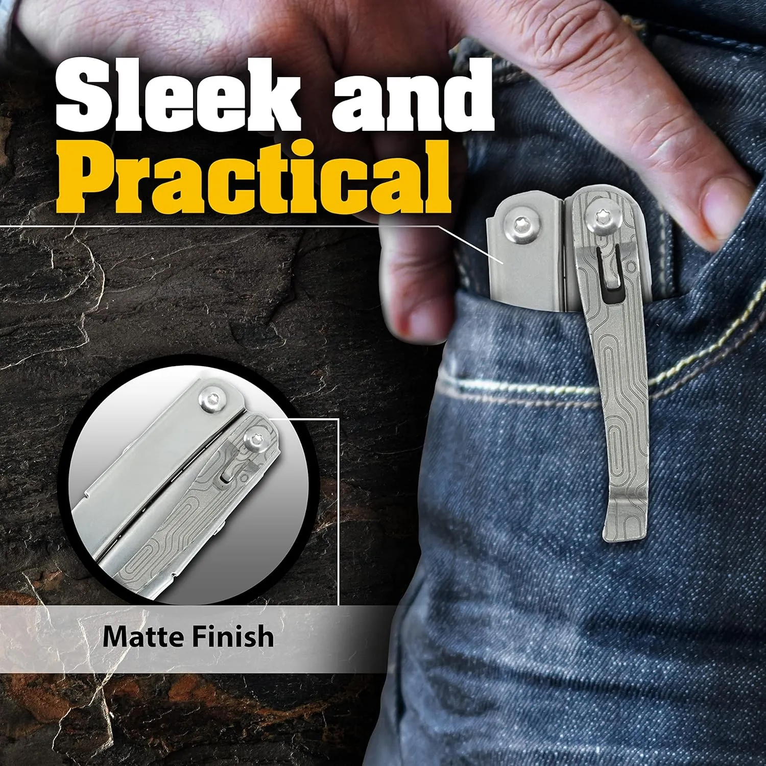Donk! Titanium Pocket Clip. Made for Leatherman Wingman & Leatherman Sidekick. 5 Designs to Customize Your Multi-Tool. Extra Carry Options 'Norwegian Wood Black Etch'
