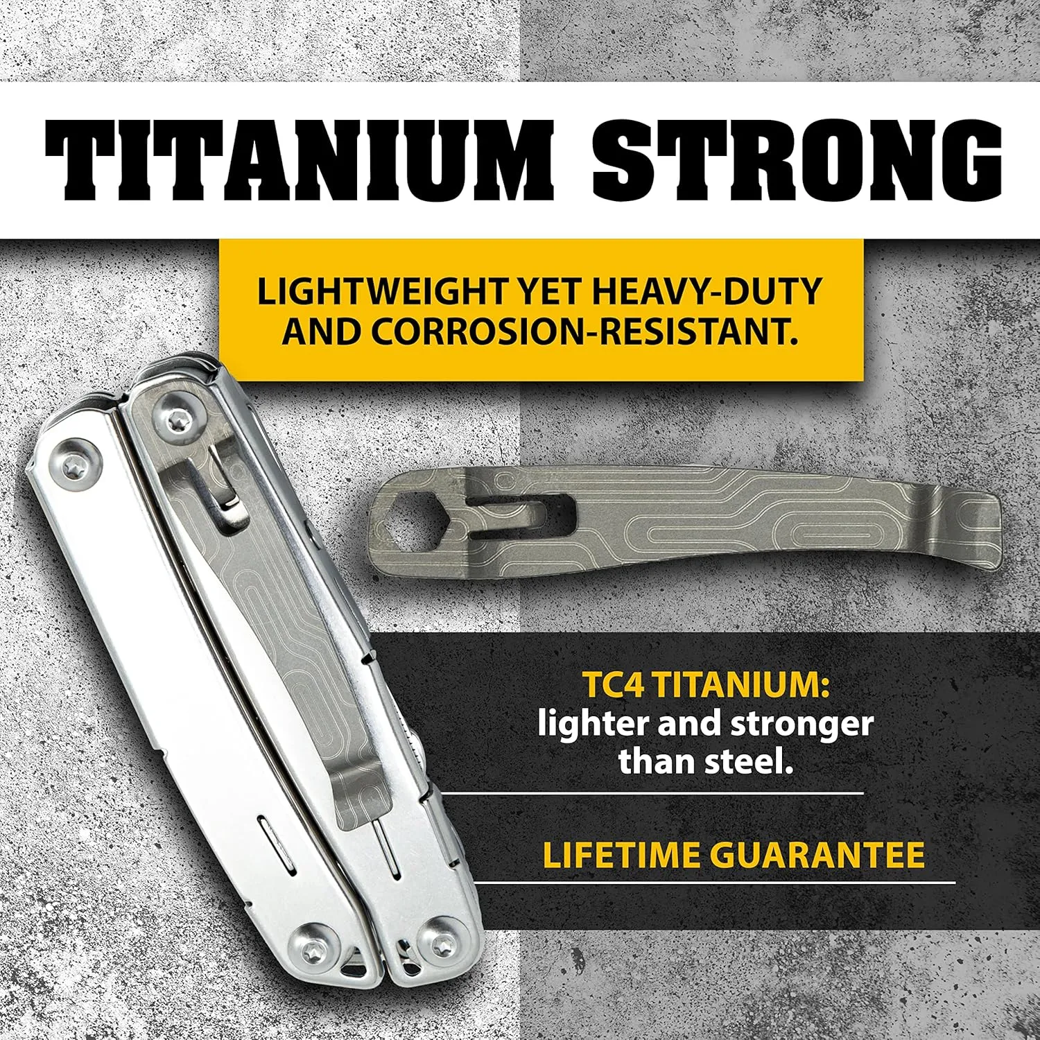 Donk! Titanium Pocket Clip. Made for Leatherman Wingman & Leatherman Sidekick. 5 Designs to Customize Your Multi-Tool. Extra Carry Options 'Norwegian Wood Silver Etch'