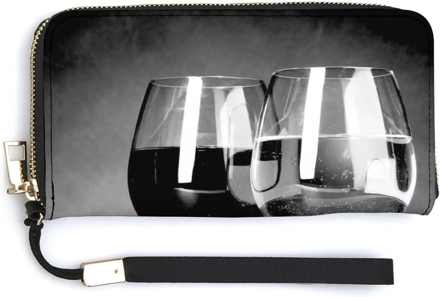 Donnapink Long Clutch Wallet, Long Handbag with Wristlet Strap, PU Leather Zip Purse