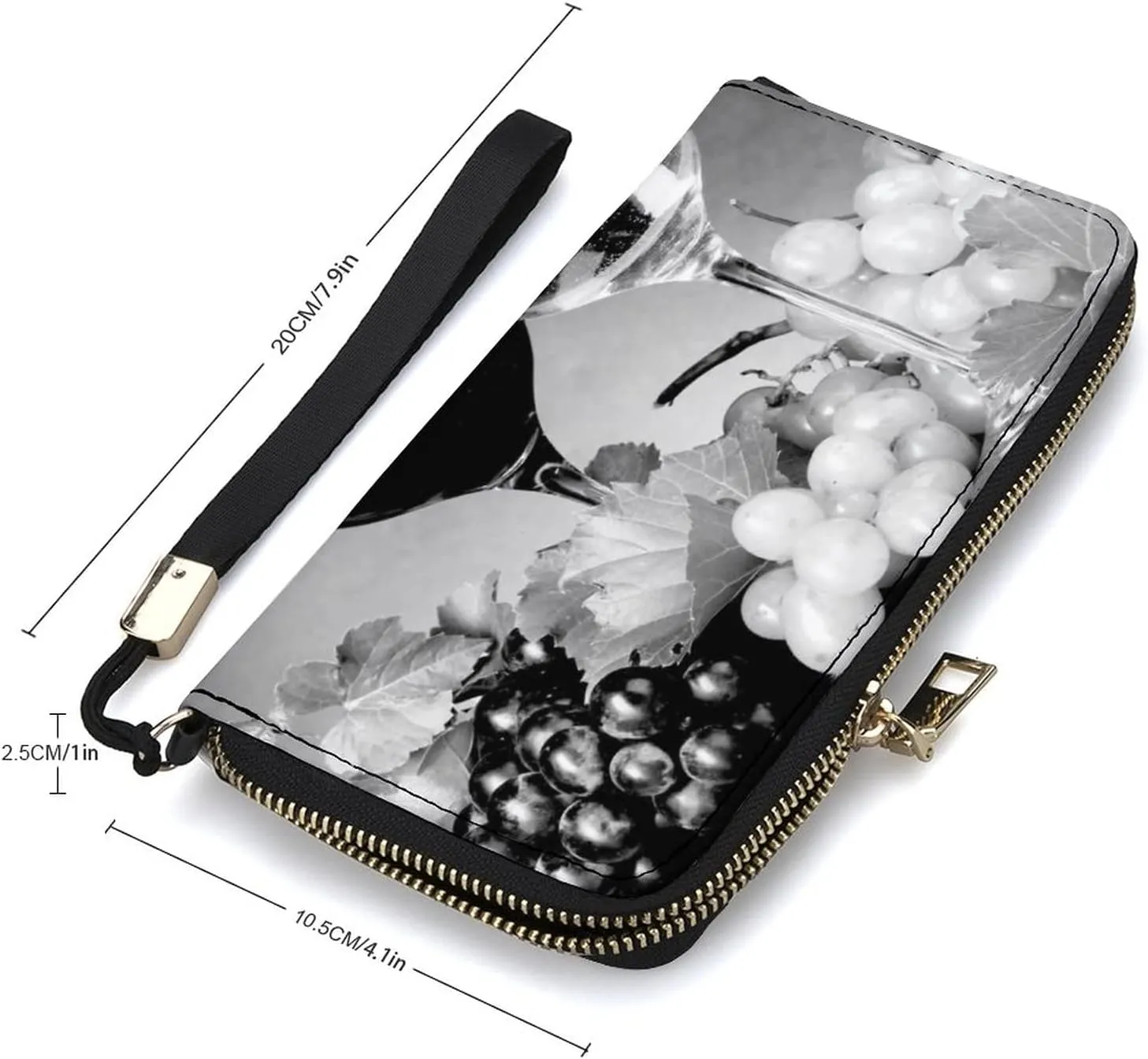 Donnapink Long Clutch Wallet, Long Handbag with Wristlet Strap, PU Leather Zip Purse
