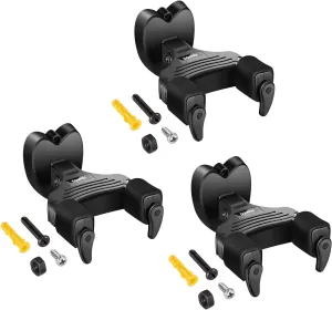 Donner Guitar Wall Mount Locking 3-Pack, Guitar Wall Hangers Auto Lock for Acoustic Electric Guitar Bass Mandolin, Black