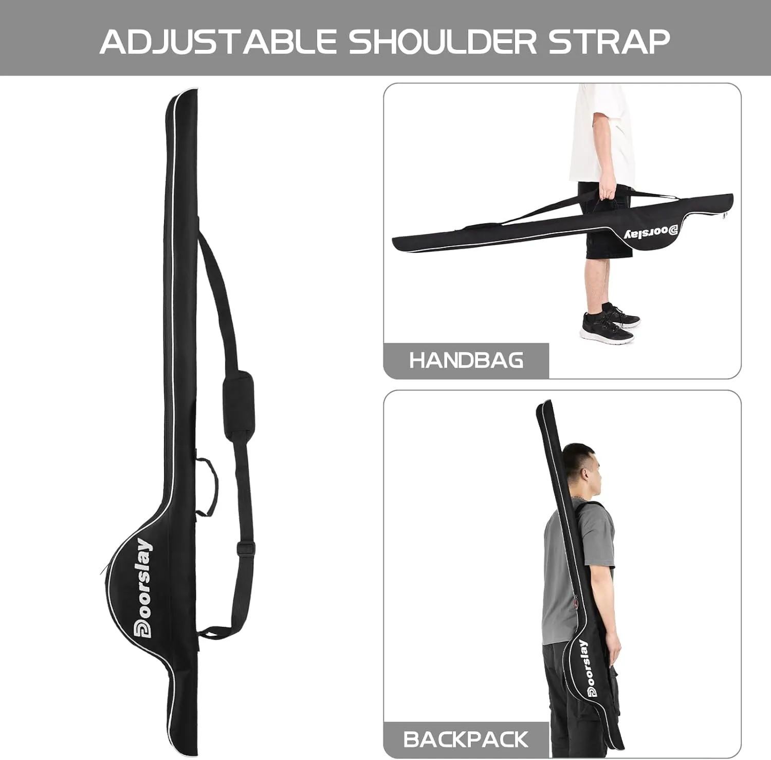 doorslay Fishing Rod Bag, 63 Inch Fishing Rod and Reel Protective Case, Portable Folding Fishing Pole Case, Fishing Tackle Storage Bags Carry Organizer Outdoor Waterproof for Fishing