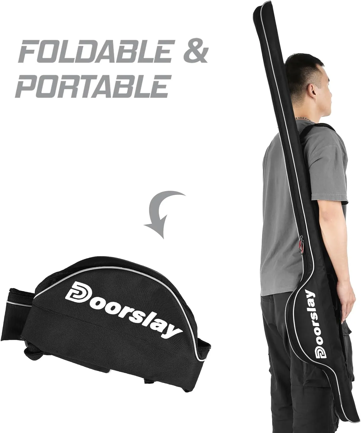 doorslay Fishing Rod Bag, 63 Inch Fishing Rod and Reel Protective Case, Portable Folding Fishing Pole Case, Fishing Tackle Storage Bags Carry Organizer Outdoor Waterproof for Fishing