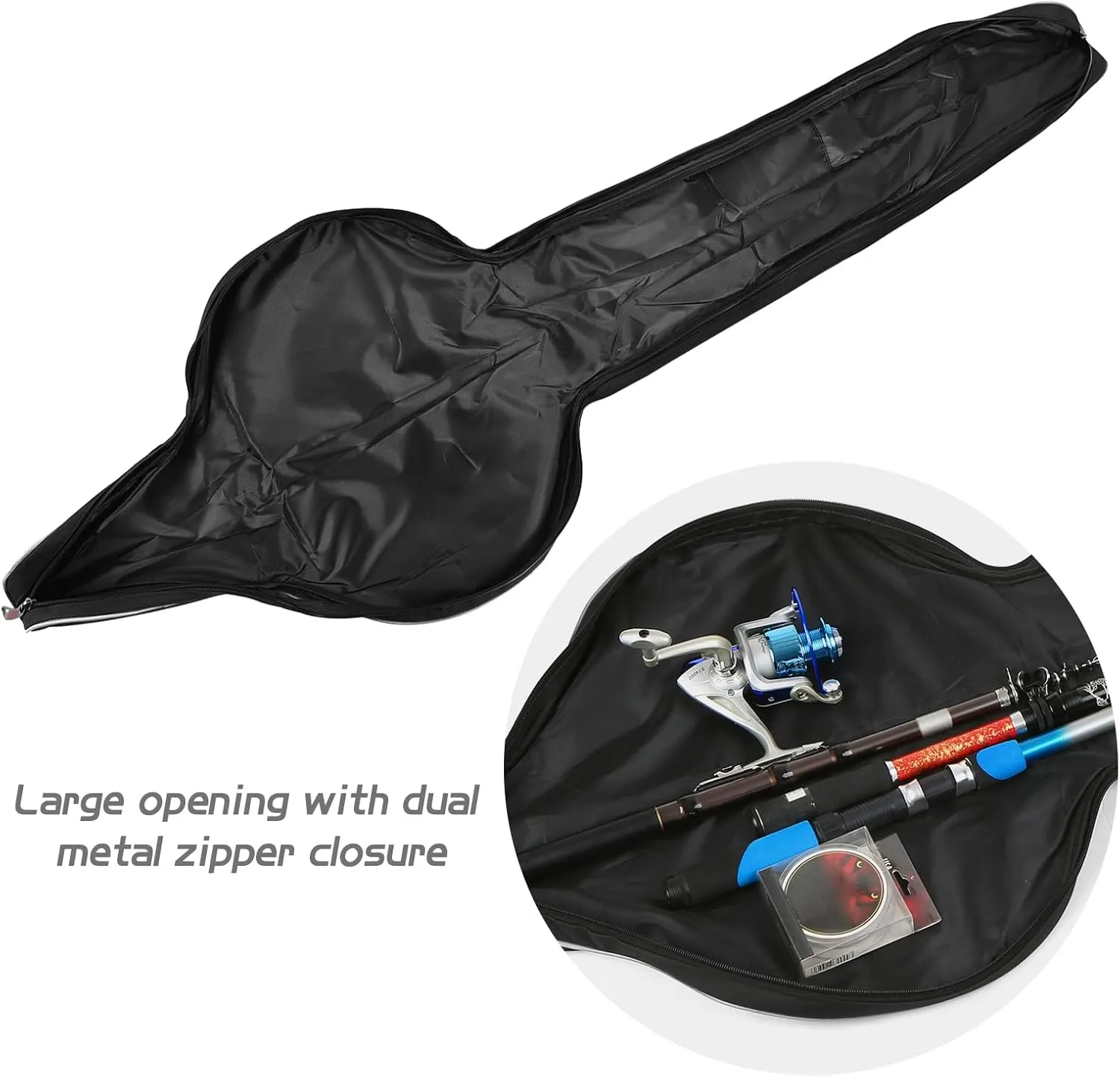 doorslay Fishing Rod Bag, 63 Inch Fishing Rod and Reel Protective Case, Portable Folding Fishing Pole Case, Fishing Tackle Storage Bags Carry Organizer Outdoor Waterproof for Fishing