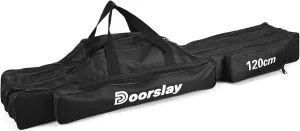 Doorslay Fishing Rod Case - Three Layer Oxford Portable Folding Fishing Pole Bag - Outdoor Waterproof Tackle Storage Travel Bag