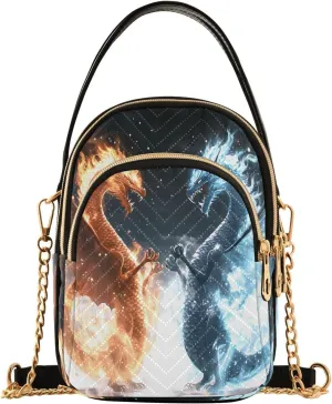 Dragon Blue Red Fantasy Crossbody Bag for Women Mini Cell Phone Purse Women's Shoulder Handbag