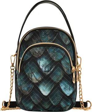 Dragon Scales Deep Green Crossbody Bag for Women Mini Cell Phone Purse Women's Shoulder Handbag