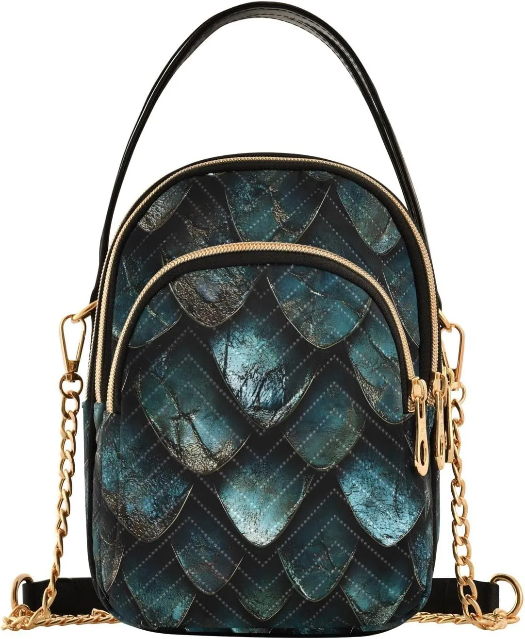 Dragon Scales Deep Green Crossbody Bag for Women Mini Cell Phone Purse Women's Shoulder Handbag